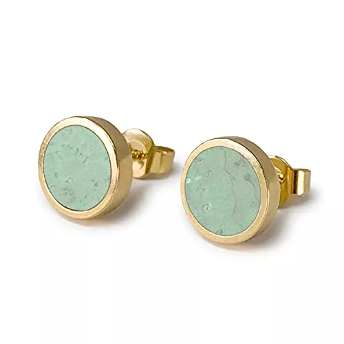 KAALEE Schmuck KAALEE  Damen Ohrstecker Gold mit Kork 10mm | 18 Karat Gelbgold plattiert | Nachhaltiger Schmuck 100% Made in Germany - Geschenk-Box inklusive