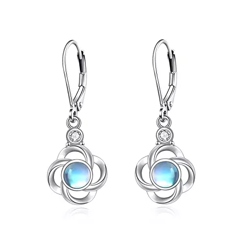 YAFEINI Schmuck Brisuren Ohrringe Sterling Silber Mondstein Filigran Rose Blume Brisuren Ohrhänger Schmuck Geschenke für Damen Frauen Mädchen