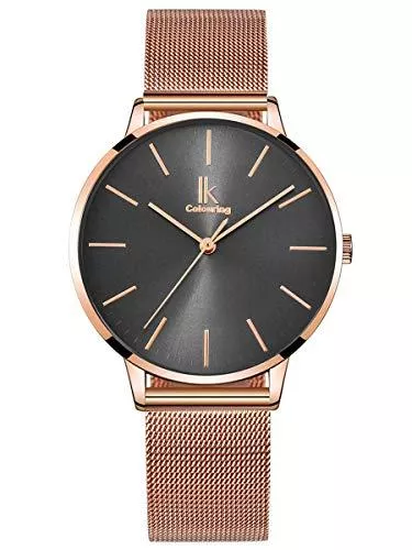 Alienwork Uhren Alienwork IK Minimalist Armbanduhr Damen Ultra-flach Mesh-Armband