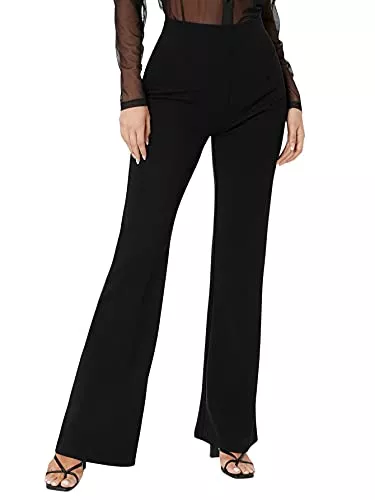 DIDK Hosen DIDK Damen Palazzo Hose Schlaghose Breites Bein Lang Hosen Hohe Taile Elegant Geradehose mit Reißverschluss