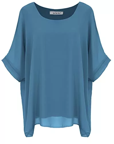 Van Der Rich Kurzarmblusen Van Der Rich ® - Bluse aus Mousseline mit Innenfutter (Made in Italy) - Damen