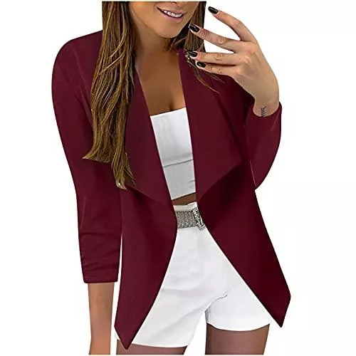 Blingko Blazer Blingko Kurzblazer Damen Festlich Basic Knöpfen Vintage Anzugjacke Frauen Lang Elegant Cardigan Blazer Elegant Langarm Blazer Sakko Longblazer Trenchcoat Kurzblazer für Verschiedene Anlässe