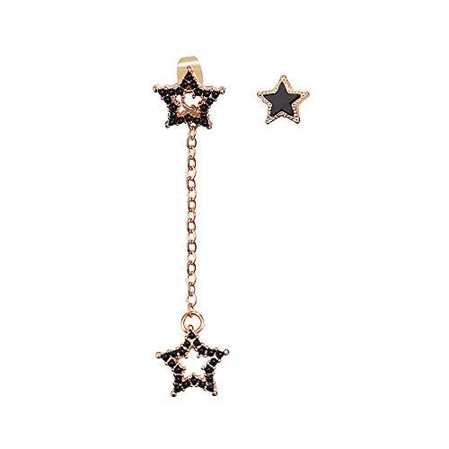 Ruixinshi Schmuck Mode-Trend Ohrringe Mode Temperament Kette langen Abschnitt asymmetrische Anhänger Ohrringe Persönlichkeit wilden fünfzackigen Stern Ohrringe Ohrringe weiblich