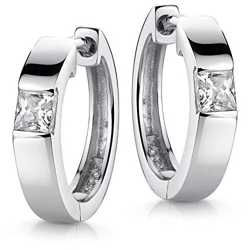 MATERIA by Matthias Wagner Schmuck MATERIA Damen Creolen Klappcreolen 925 Sterling-Silber mit Zirkonia Steinen 17mm klein rhodiniert SO-432