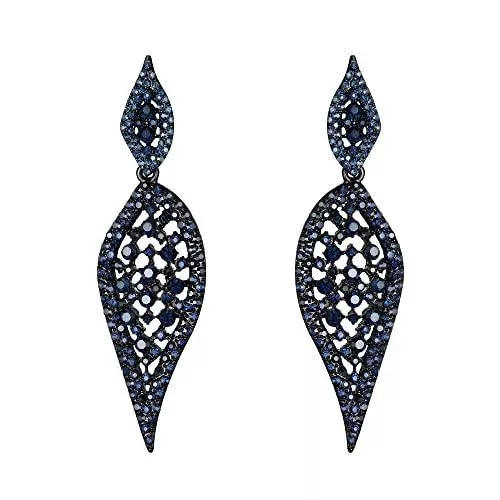 EVER FAITH Schmuck EVER FAITH Blatt Ohrringe Kostüm Party Schmuck 2 Blatt Runde Kristall Ausgehöhlte Kronleuchter Ohrhänger für Damen