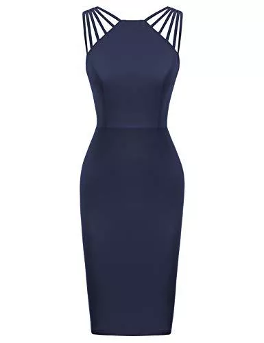 GRACE KARIN Cocktail GRACE KARIN Damen Bleistiftkleid Vintage Kleid Rockabilly Ärmellos Sexy Cocktail Bodycon Hüftverpacktes Spaghetti-Kleid CLA02644