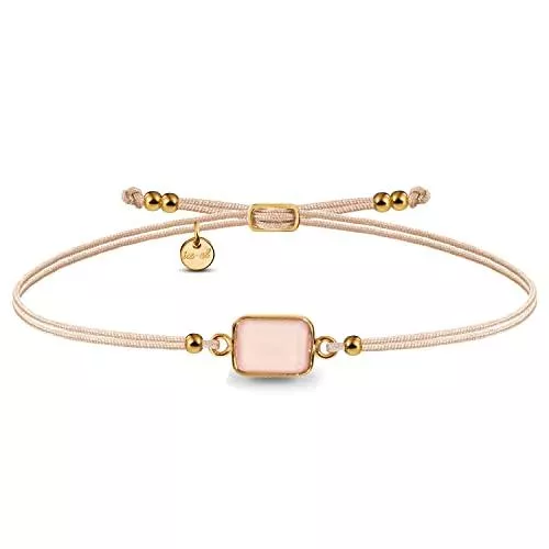 iz-el Schmuck Armband Rosenquarz 925 Silber vergoldet