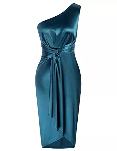 GRACE KARIN Cocktail GRACE KARIN Damen Ärmelloses Bodycon Kleid One Schoulder Bleistiftkleider Knielang Vintage Retro Cocktailkleider