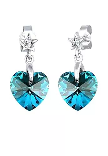 Elli Uhren Elli Ohrringe Herz Stern Astro Kristalle Silber