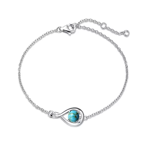 FANCIME Schmuck FANCIME 925 Sterling Silber Infinity Armband mit Geburtsstein Edelsteine Bracelet Muttertag Valentinstag Jahrestag Geburtstag Weihnachten Schmuck Geschenk für Damen Frauen Mädchen Mutter Freundin Mama