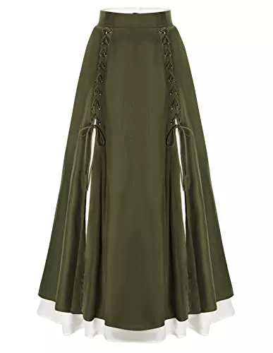 SCARLET DARKNESS Röcke SCARLET DARKNESS Damen Renaissance Rock mit Rüsche und Spitzensaum Hohe Taille A-Linie Rock