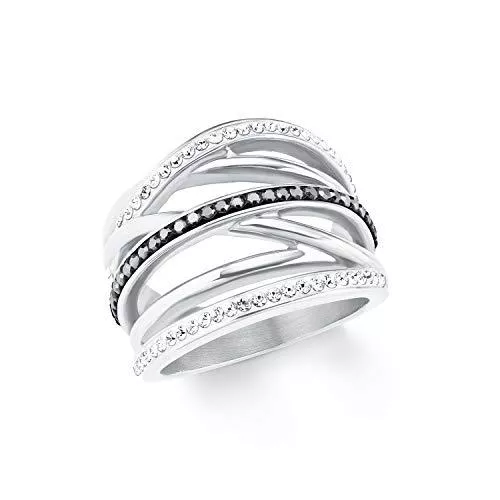 s.Oliver Schmuck s.Oliver Ring Edelstahl Damen Ringe, mit Kristall, Grau, Kommt in Schmuck Geschenk Box, 2022655