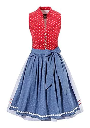 Hammerschmid Freizeit Hammerschmid Damen Dirndl midi 60 cm Rothenbuch hochgeschlossen rot blau