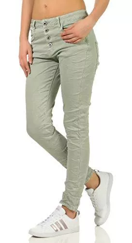 Karostar Hosen Karostar Damen Jeans Stretch Moderne Chino Lange Hose Boyfriend Pants Hüftjeans Skinny 58