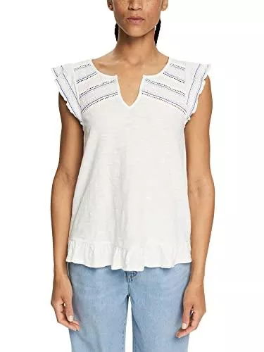 ESPRIT Kurzarmblusen ESPRIT T-Shirt mit Stickerei