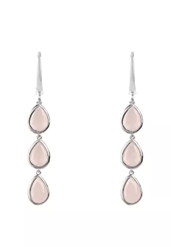 LATELITA Schmuck SORRENT DREIFACH-TROPFEN-OHRRING SILBER-ROSENQUARZ