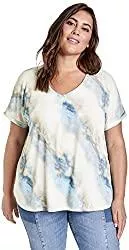SAMOON T-Shirts Samoon Damen 1/2 Arm Shirt mit Batik-Print Kurzarm, mit Ärmelaufschlag T-Shirt Kurzarm Rundhals Kurzarmshirt Gemustert