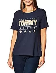 Tommy Jeans T-Shirts Tommy Jeans Damen T-Shirt TJW Slim Metallic Fit Marine 52