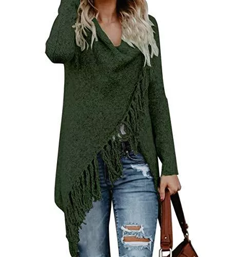 CEASIKERY Strickjacken CEASIKERY Damen-Poncho mit Fransen, Pullover, Lange Strickjacke, Strickpullover, Mantel