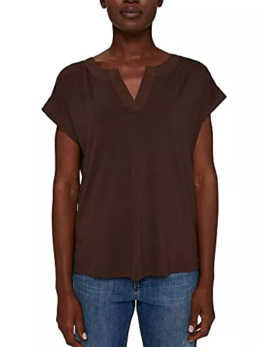 ESPRIT T-Shirts ESPRIT Collection T-Shirt mit Lyocell und Chiffon-Details