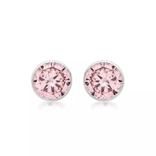 Carissima Gold Schmuck Carissima Gold Ohrstecker 9k (375) Weißgold 5mm Rund Rosa Zirkonia