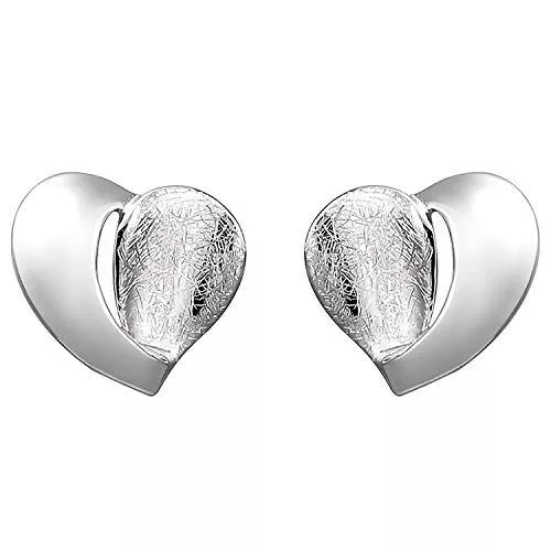 Schmuck Krone Schmuck Ohrstecker Herz Herzen 925 Silber teileismatt teilglänzend Ohrringe Ohrschmuck
