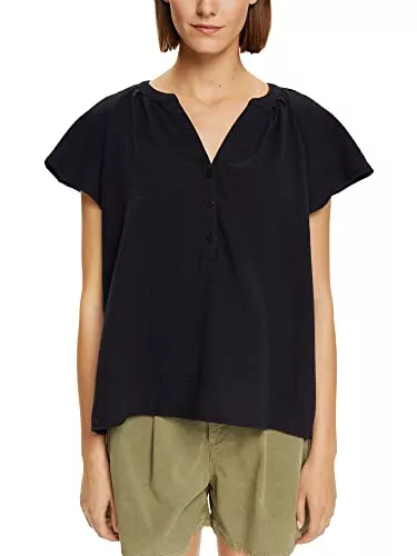 ESPRIT Kurzarmblusen ESPRIT Bluse mit Crinkle-Effekt