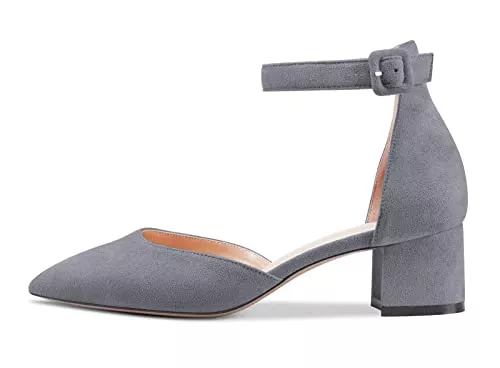 Castamere High Heels Castamere Damen Chunky Blockabsatz Niedrige Absatz Heel Spitze Zehenkappe Knöchelriemen Pumps Cute Dress 5 cm Heels Sandalen