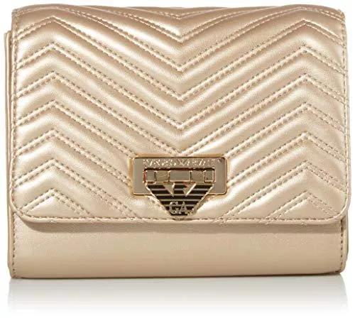 Emporio Armani Taschen & Rucksäcke Emporio Armani Damen Metallic Leather Effect Chevron Cross Body in Gold Umhängetasche