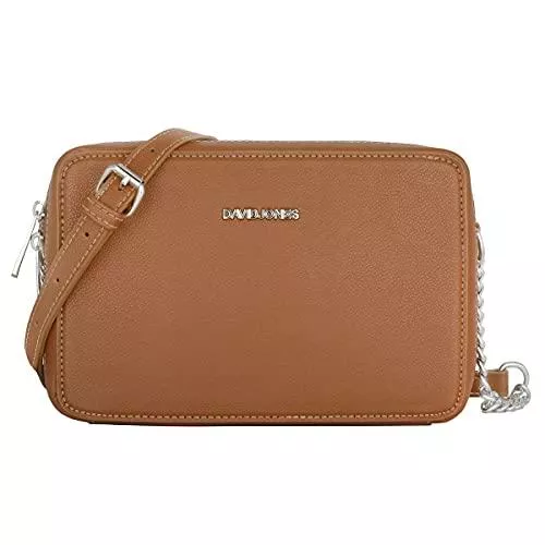 David Jones Taschen & Rucksäcke David Jones - Damen Kleine Umhängetasche Quadratisch - Schultertasche Kette Handtasche PU Leder - Crossbody Messenger Bag - Abendtasche Clutch Pochette City Tasche Mode Elegant - Kamel Braun