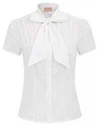 Belle Poque Kurzarmblusen Belle Poque Damen Kurzarm Casual Oberteil Basic Tops Sommer Bluse Vintage Hemd T-Shirt mit Schleife BP819