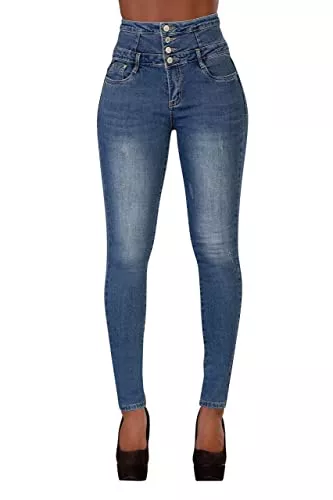 Glook Jeans Glook Skinny Jeans Damen High Waist Stretch Hose Damen | Slim Fit Jeans Damen mit hohem Bund und Po-Pushup Effekt | Damen Jeans Stretch Hose