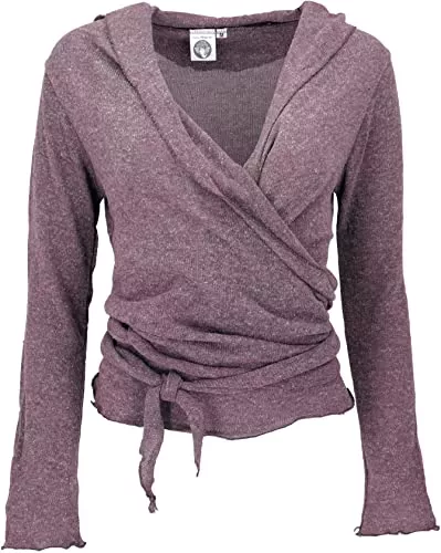 GURU SHOP Strickjacken GURU SHOP Wickelshirt, Baumwollstrick Pullover, Wickeljacke, Damen, Baumwolle, Pullover, Longsleeves &amp; Sweatshirts Alternative Bekleidung