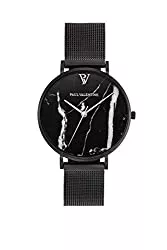 PAUL VALENTINE Uhren Paul Valentine - Damenuhr mit Mesh Armband - 32, 36 oder 38mm Metallic Ziffernblatt - Edle Damen Uhr mit japanischem Quarzwerk (32mm, Black Mesh)