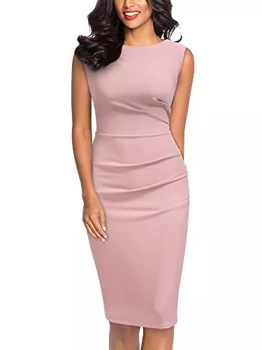 MIUSOL Business MIUSOL Damen Ärmellos Knielang Fältchen Etuikleid Businesskleid