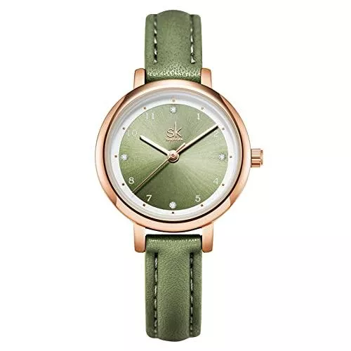 SHENGKE Uhren Shengke Damen-Armbanduhr mit Lederband, einfaches Zifferblatt, wasserdicht, Relogio Feminino