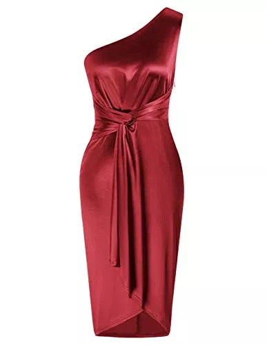 GRACE KARIN Cocktail GRACE KARIN Damen Ärmelloses Bodycon Kleid One Schoulder Bleistiftkleider Knielang Vintage Retro Cocktailkleider