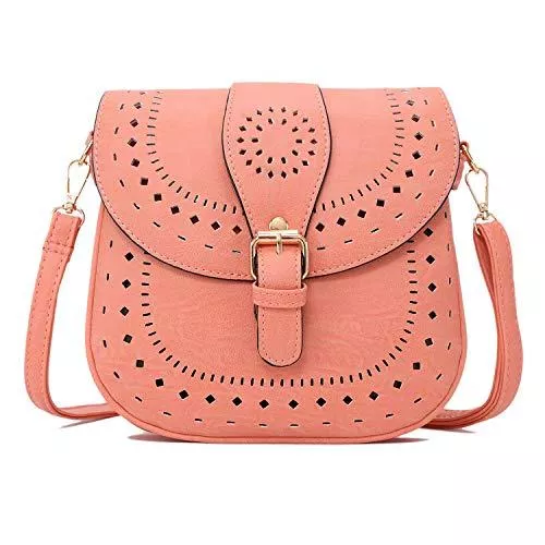 forestfish Taschen & Rucksäcke Forestfish Damen PU Leder Vintage Hollow Bag Crossbody Bag Umhängetasche