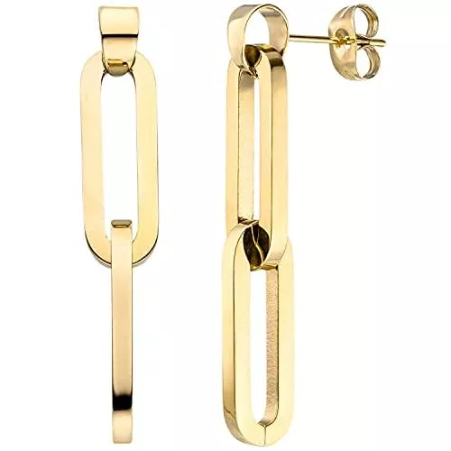 Schmuck Krone Schmuck Ohrringe Ohrhänger aus Edelstahl Anker weit vierkant Kettenglieder gold-farben