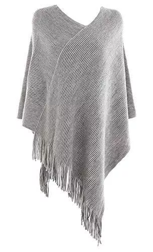 FEOYA Strickjacken FEOYA Damen Schal Poncho Kaschmir Cape Quaste Umhängetuch Strick Pullover Klassisches Sweatshirt