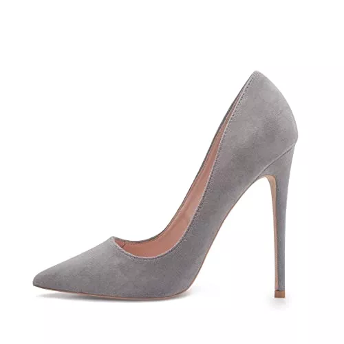 Zhabtuc High Heels Zhabtuc Damen Wildleder Stiletto Pumps 12 CM Spitz Geschlossene Zehen High Heels mit Pfennigabsatz für Hochzeit Party Abschlussball Elegant Slip-on Stöckelschuhe mit Absatz Brautschuhe Größe 35 bis 42