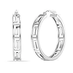 LeCalla Schmuck LeCalla Griechische Wand-Cut-Out-Muster aus Sterlingsilber mit Klickverschluss, leichte Creolen für Damen und Teenager