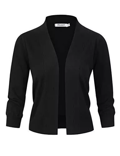 KOJOOIN Strickjacken KOJOOIN Damen Bolero Kurze Strickjacke Festlich Cardigan Bolerojacke 3/4 Ärmel Schulterjacke Baumwolle Casual Top（Verpackung MEHRWEG）