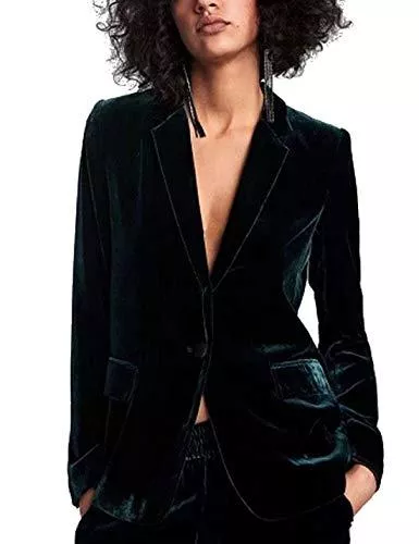 Naliha Blazer Frauen Im Büro Blazer Anzug Samt Lange Ärmel Slim Blazer Mantel Velvet Jacke Damen Jäckchen