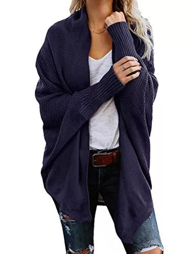 Onsoyours Strickjacken Onsoyours Strickjacke Damen Grobstrick Strickmantel Herbst Winter Cardigan Lange Ärmel Solid Color Casual Mantel Pullover Coat Open Front Sweater