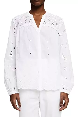 ESPRIT Langarmblusen ESPRIT Bluse mit Lochspitze
