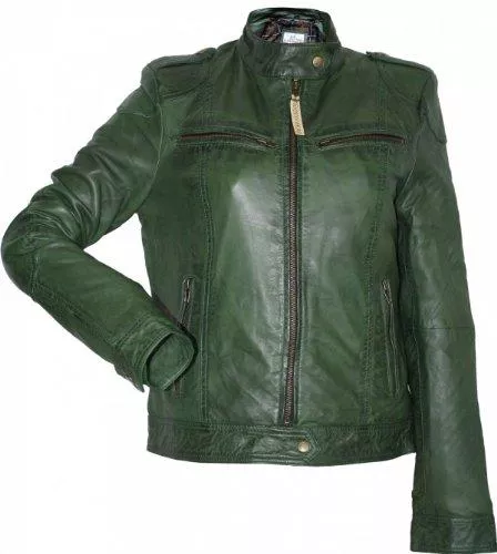 German Wear Jacken German Wear,Damen Lederjacke Trend Fashion Echtleder Jacke aus Lamm Nappa Leder grün