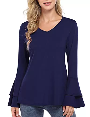 Clearlove Langarmblusen Clearlove Damen T-Shirt Kurzarm Sommer Oberteile Casual Tunika Tops