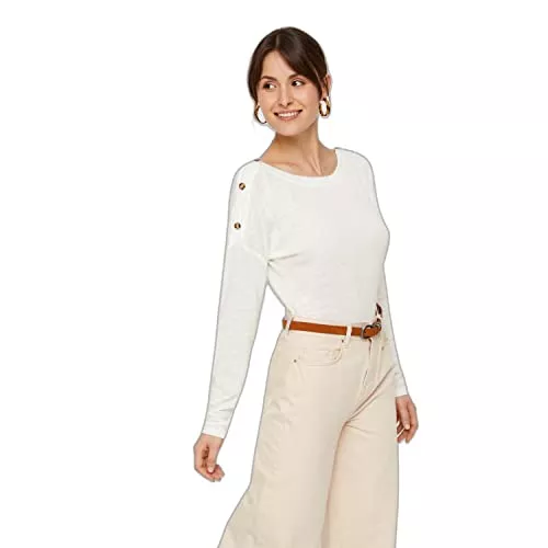 PIECES Langarmshirts PIECES Female Hemd Knopfdetail Jersey