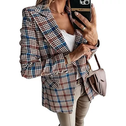 Soulolo Blazer Soulolo Freizeit Business Jacke Elegant Blazer Lang Anzugjacke Casual Basic Blazer Blazer für Damen Businessjacke Mantel Coat